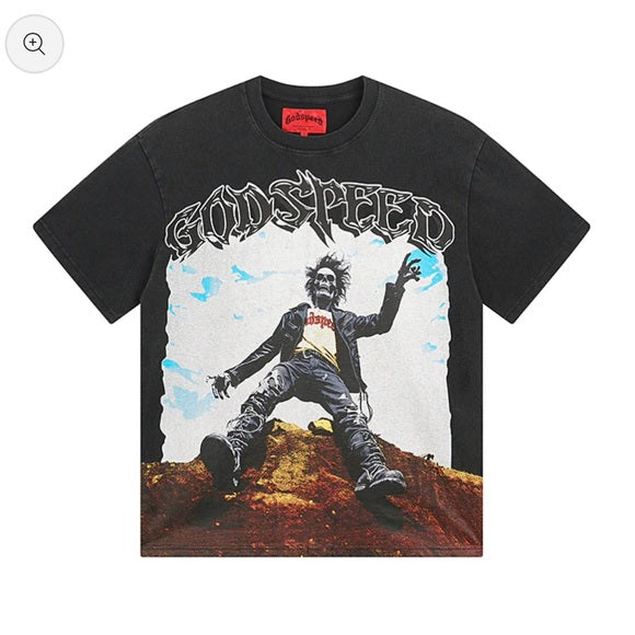 Godspeed black skeleton rockstar tee