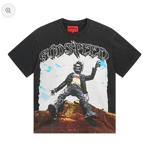 Godspeed black skeleton rockstar tee