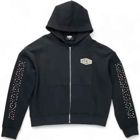 Cactus Crystal Black Zip Up Hoodie