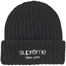 Supreme Black Classic Logo Chunky Beanie
