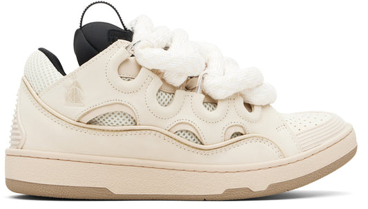 Lanvin Beige Curb Leather With Snake Laces Sneakers