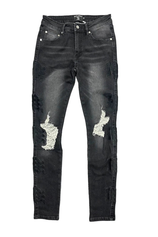 Mixed Emotions Black Monogram Denim Jeans
