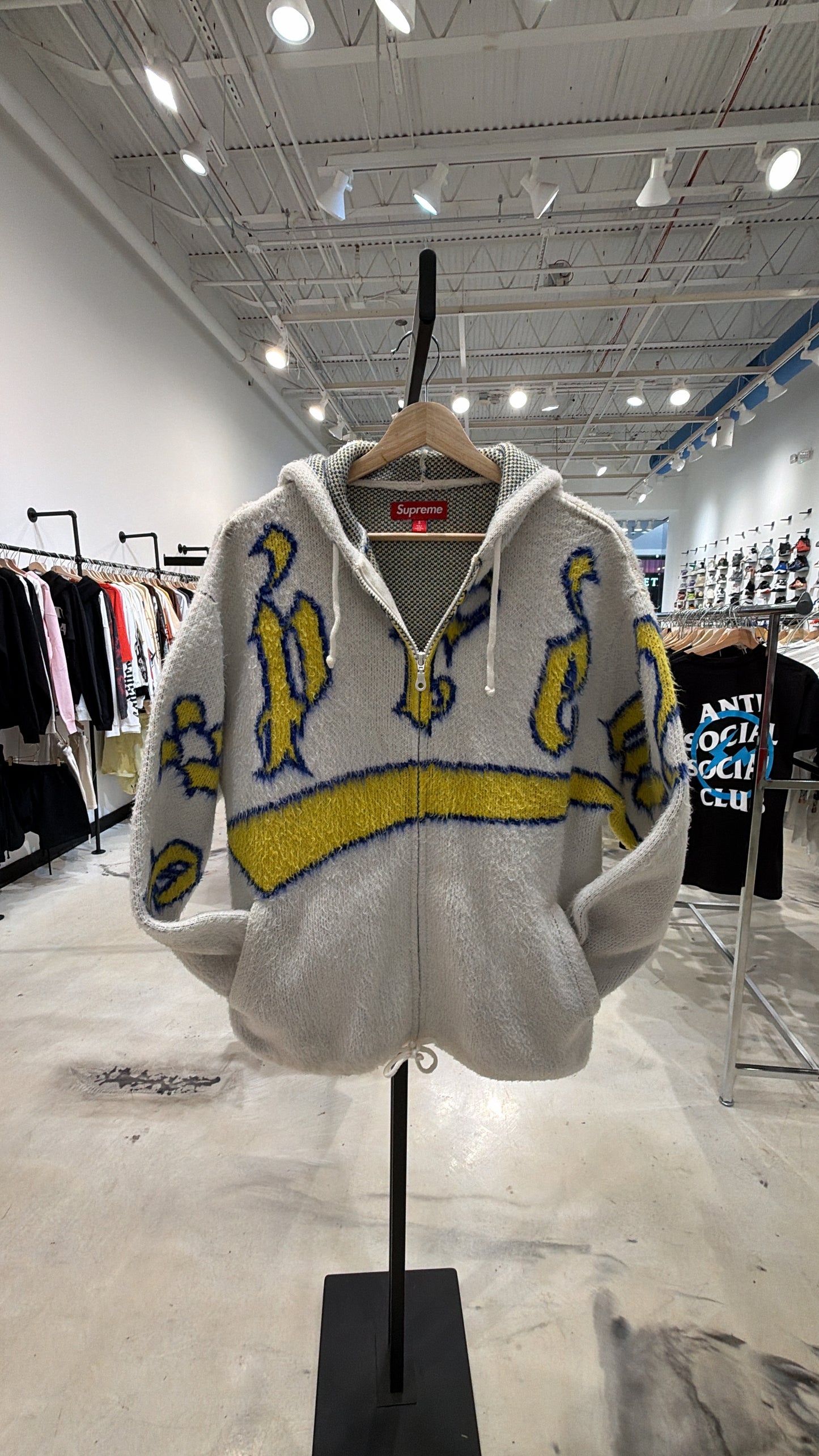 Pre-Owned Supreme Accent Brushed Zip Up Hooded Sweater 'White'