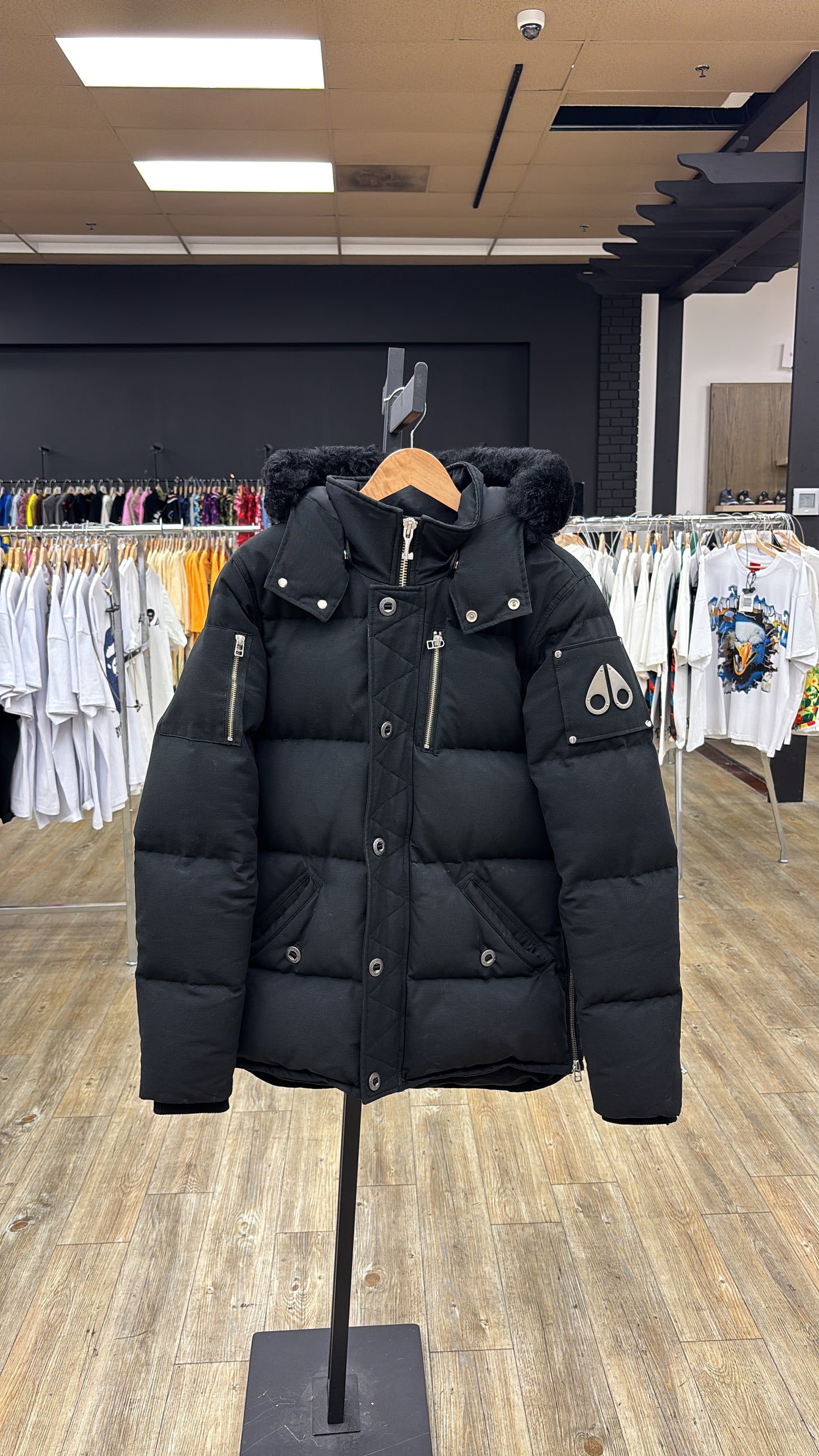 Moose Knuckles Black Fur USED