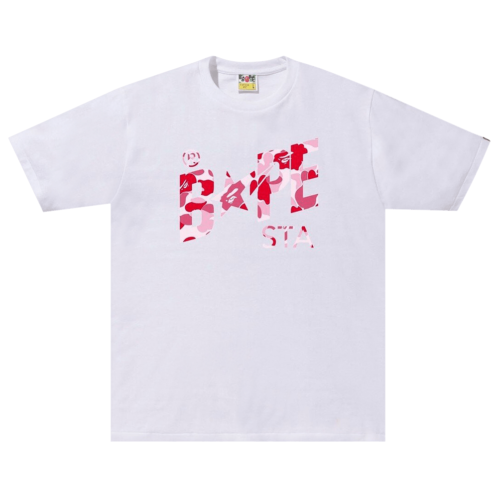 BAPE ABC Camo Sta Logo Tee 'White/Pink'