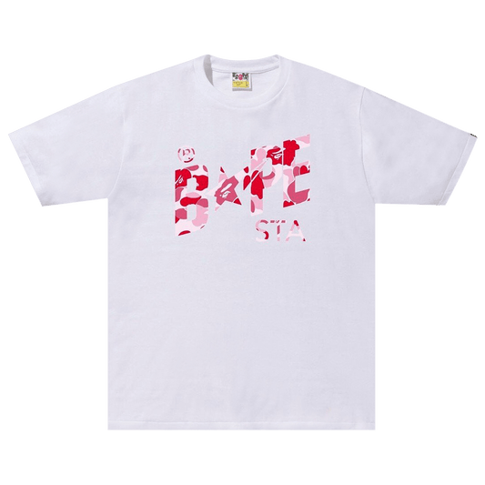 BAPE ABC Camo Sta Logo Tee 'White/Pink'