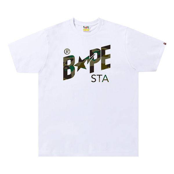 BAPE Sta 1st Camo Logo Tee 'White/Green'