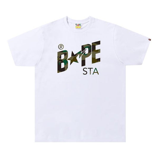 BAPE Sta 1st Camo Logo Tee 'White/Green'