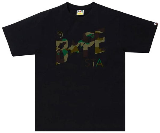 BAPE Sta 1st Camo Logo Tee 'Black/Green'
