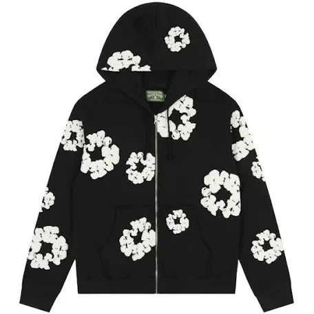 Denim Tears Black Cotton Wrath Zip Up Hoodie