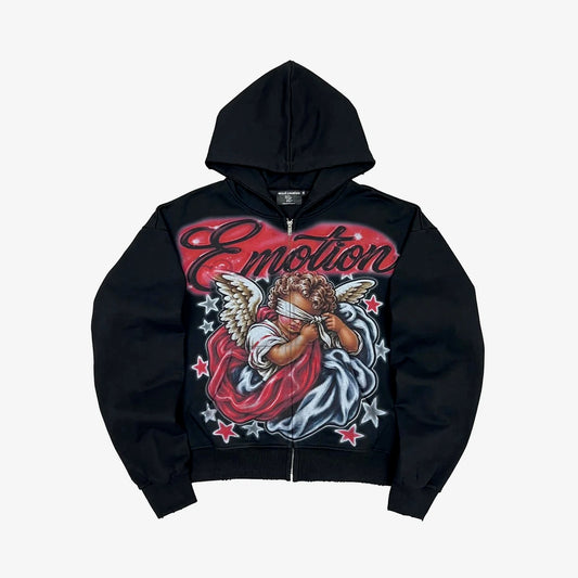 Mixed Emotion Unveiled Zip Black Up Hoodie