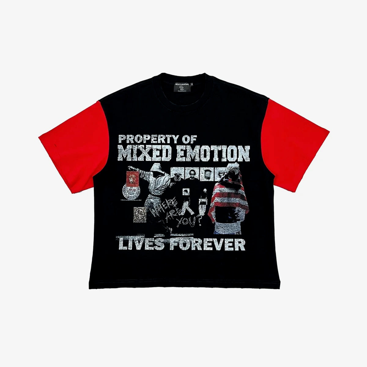 Mixed Emotion Red Black Fracture Tee