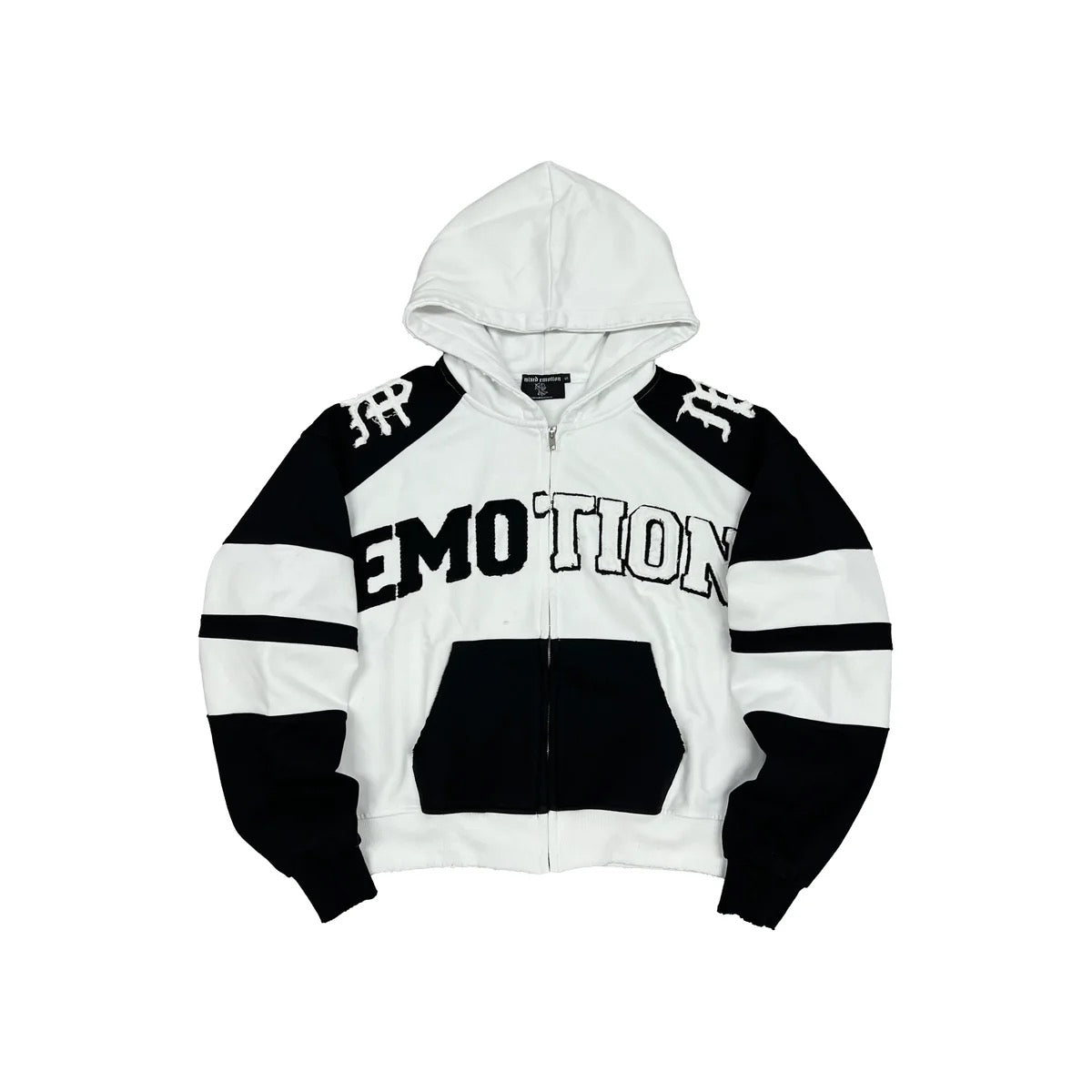 Mixed Emotion White Black Varsity Hoodie