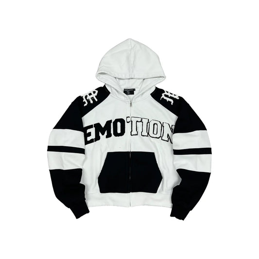 Mixed Emotion White Black Varsity Hoodie