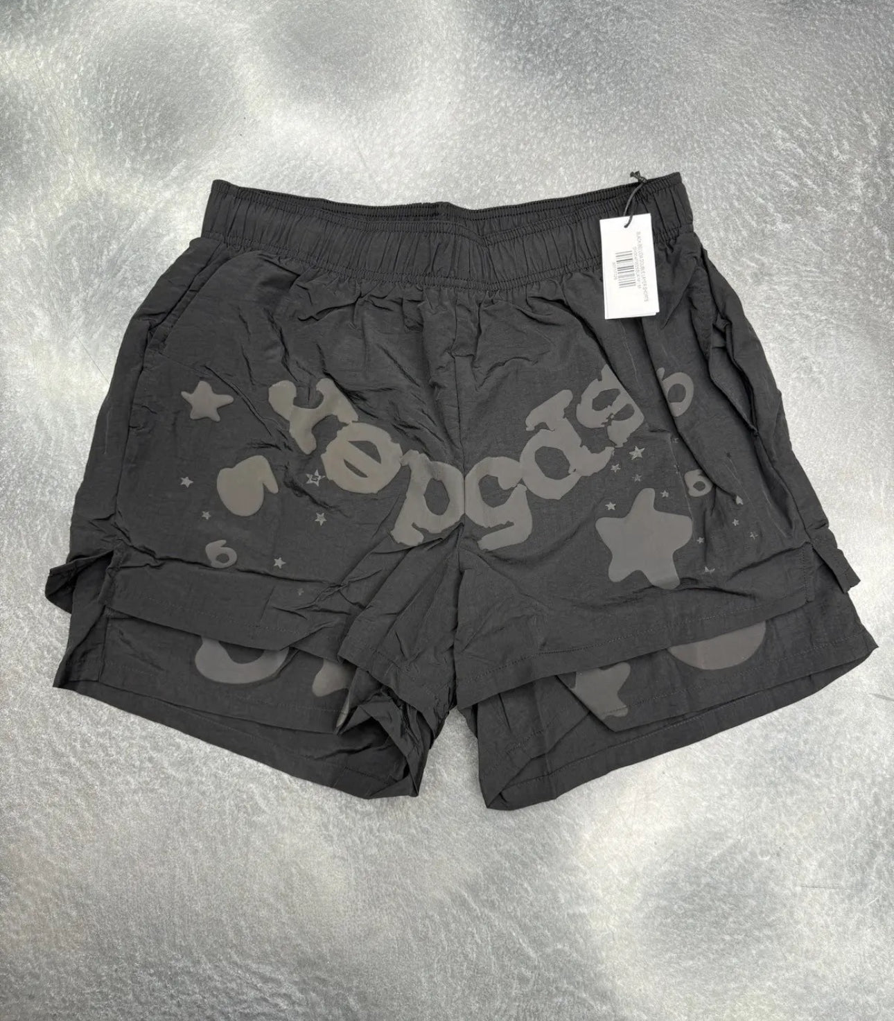 Sp5der Black Double Layered Shorts