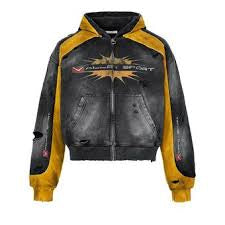 Vale Khalifa Yellow Black Zip-Up Hoodie