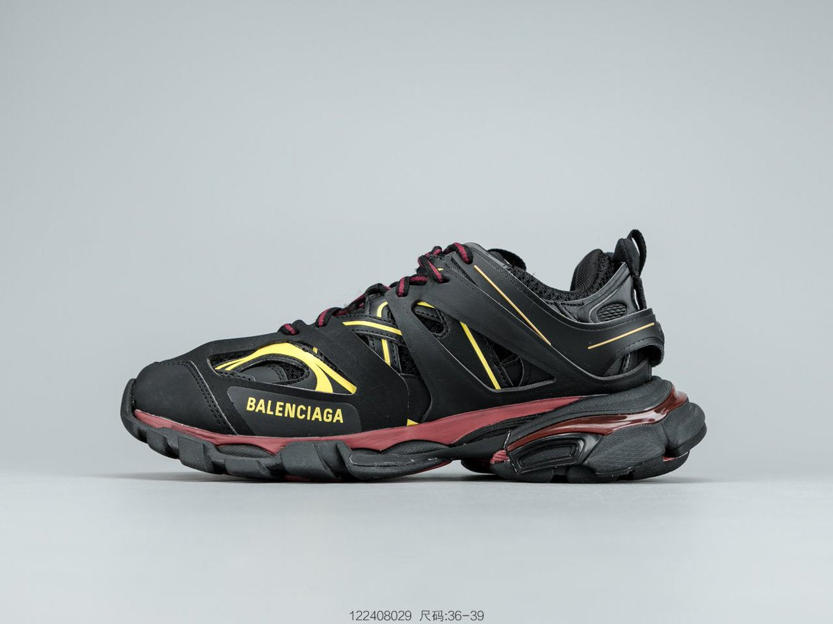 Balenciaga tracks all black with red and yellow USED no box