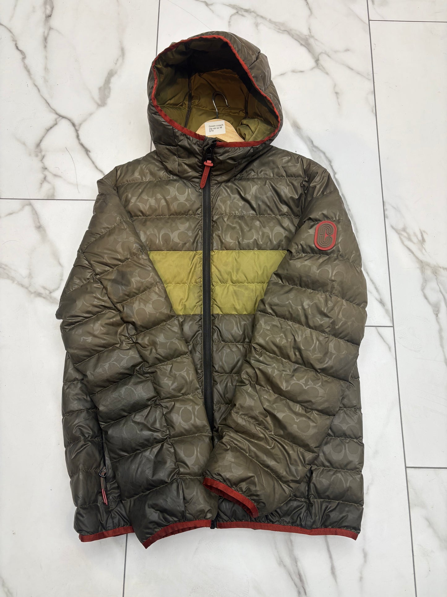 Green Coach Zip Up Puffer            PRE-OWNED