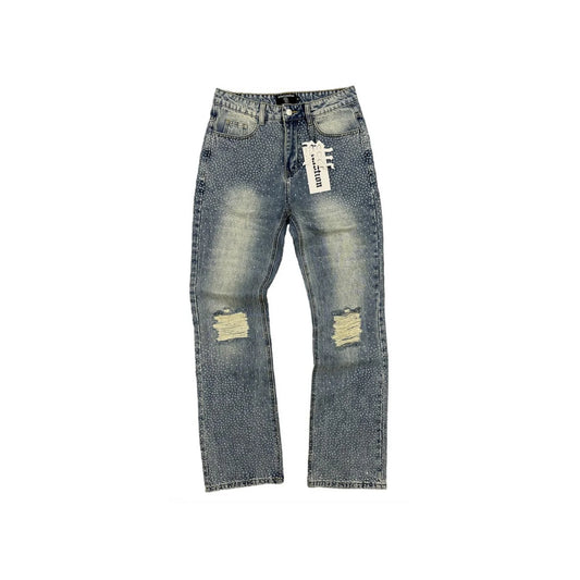 Mixed Emotion Rhinestone Blue Denim Jeans