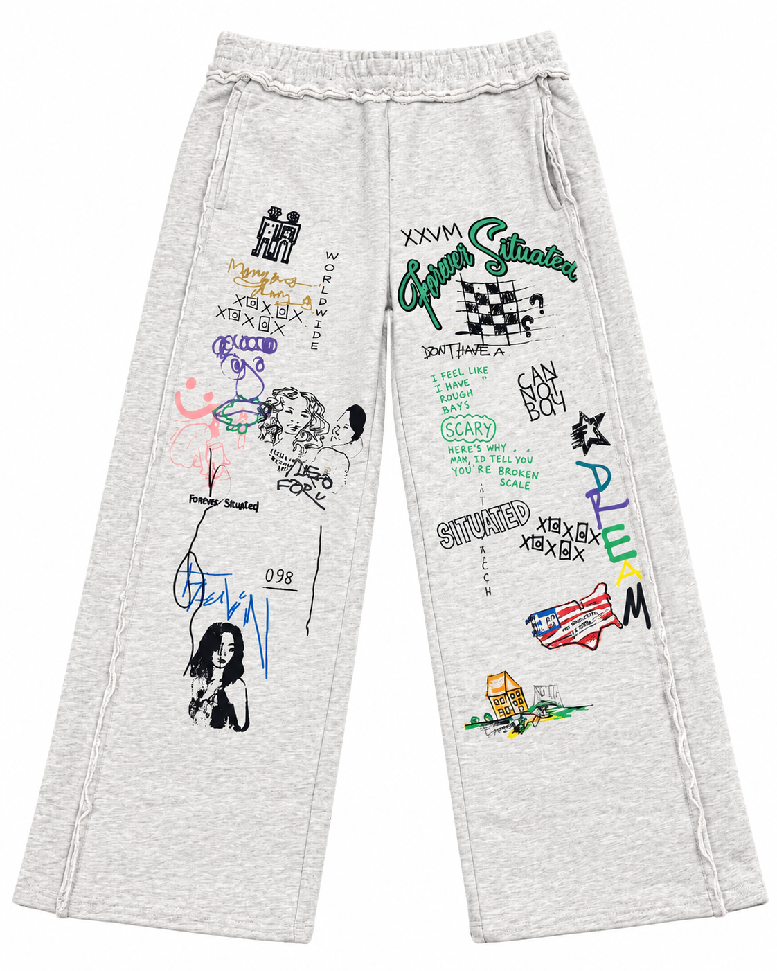 Forever Situated All Over Print Sweatpants Grey
