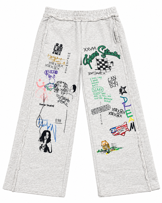 Forever Situated All Over Print Sweatpants Grey