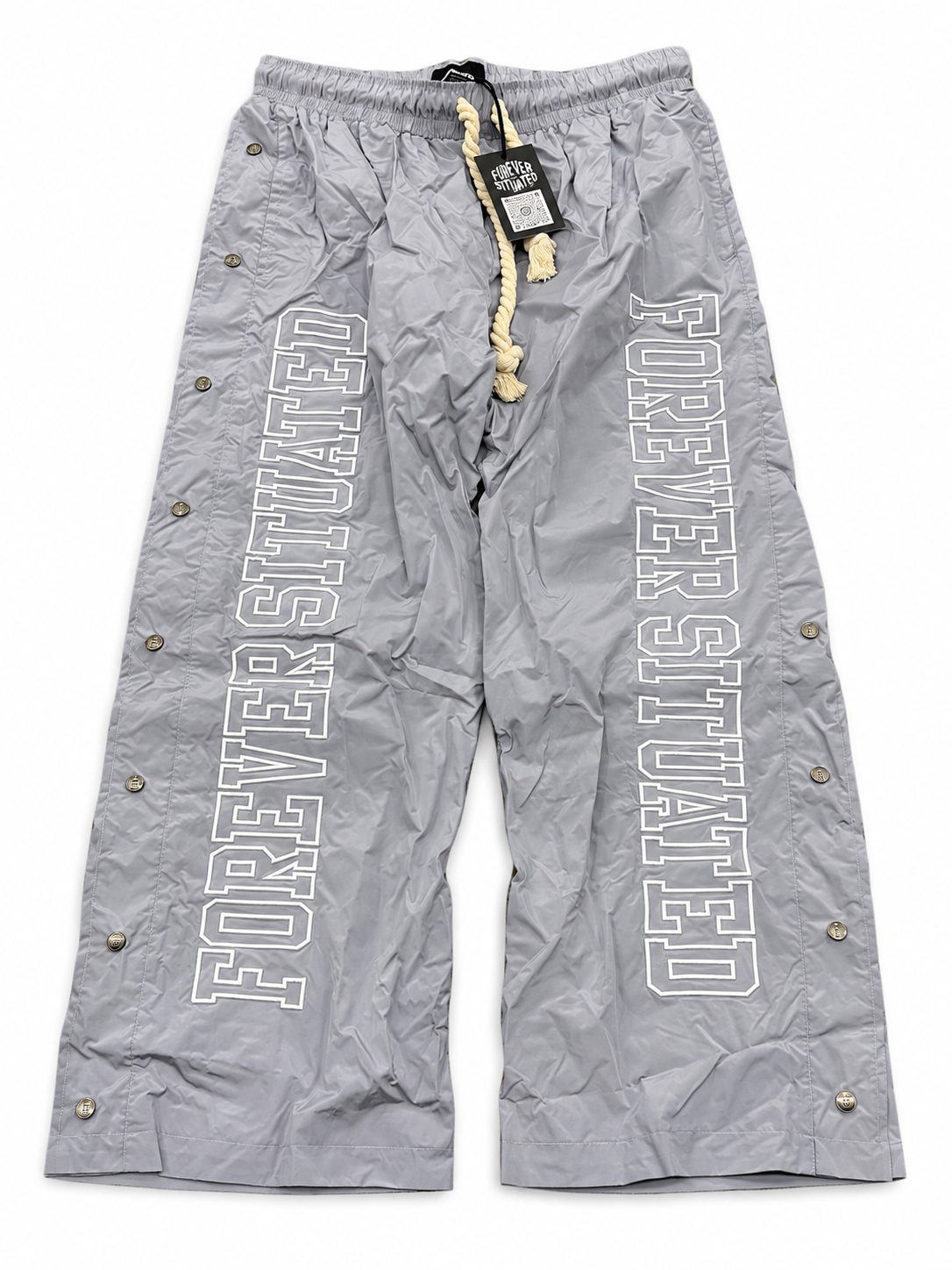 Forever Situated Nylon Track
Pants Grey