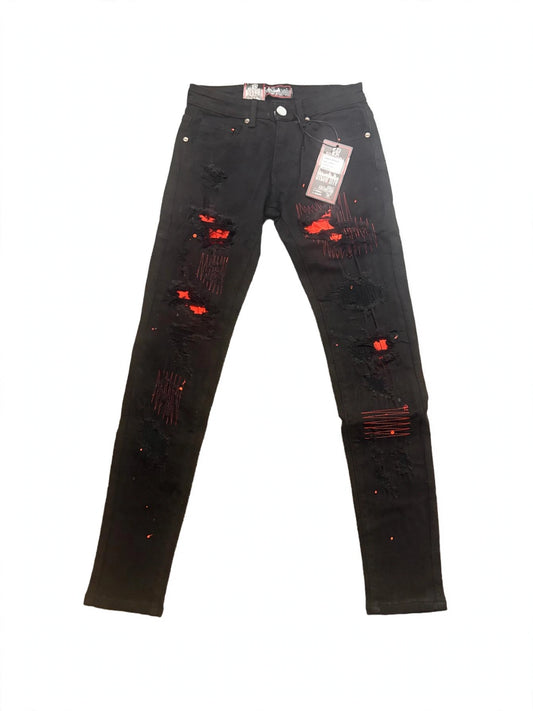 Denim City Orange Paint Splattered Jean