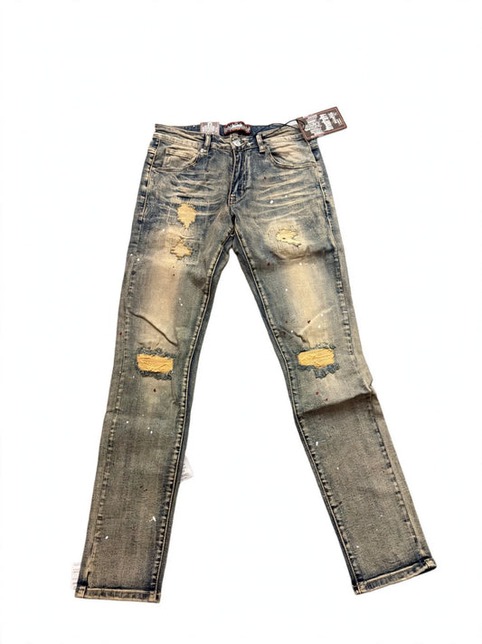 Denim city Dark Vintage paint splatter jean