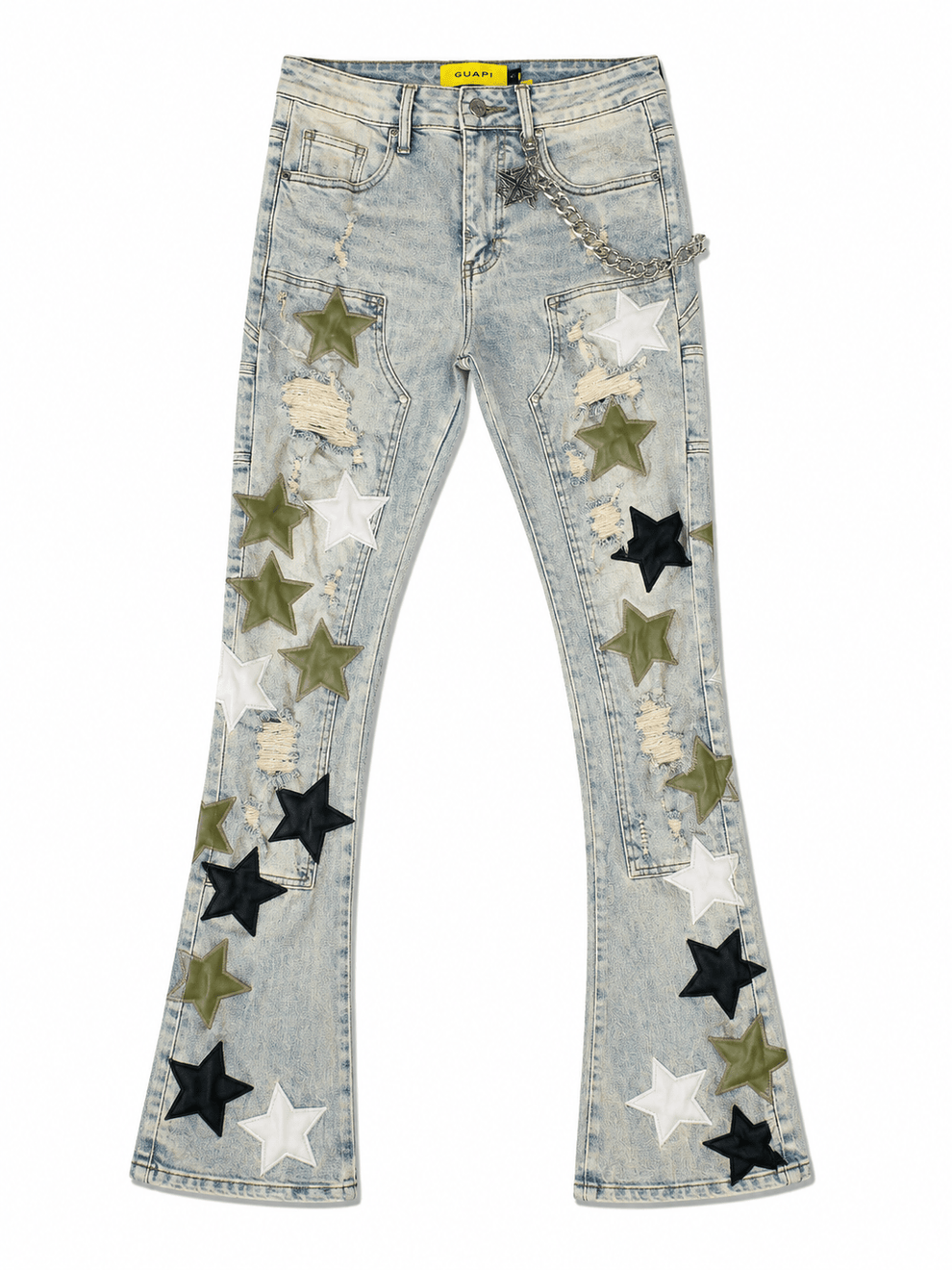 GUAPI OLIVE GREEN VINTAGE STARS DENIM