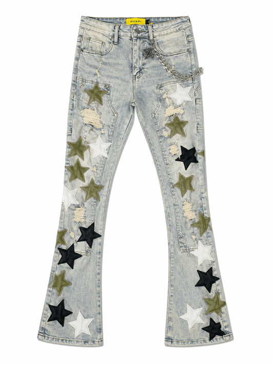 GUAPI OLIVE GREEN VINTAGE STARS DENIM