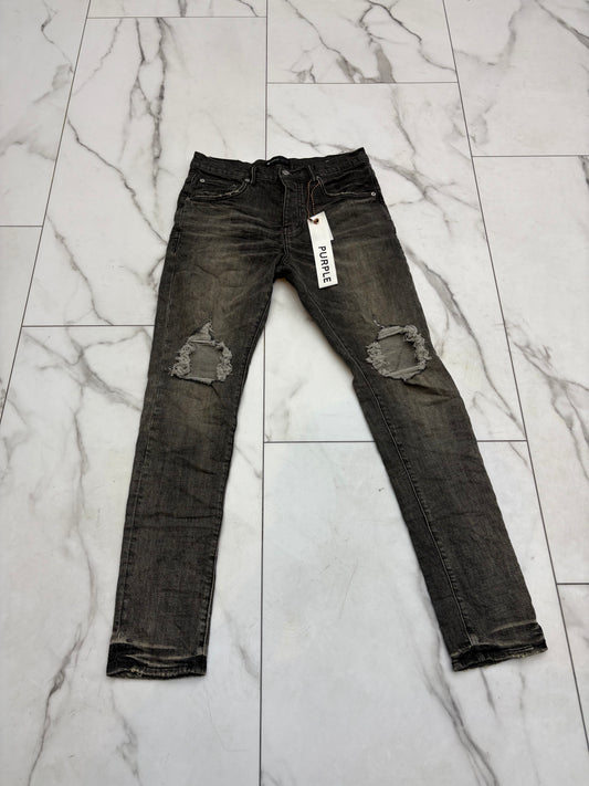 Purple Jeans W Two Knee Rips