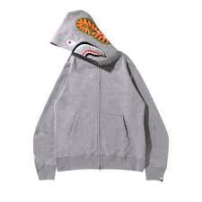Bape Grey Shark Full Zip-Up (DEFECT ZIPPER)