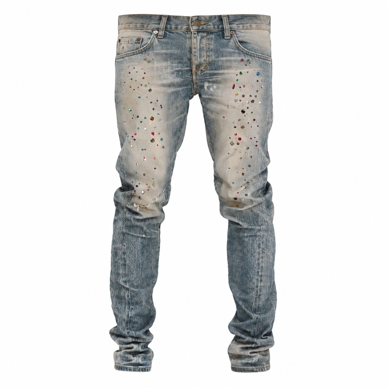 Purple Jewel Print Light Indigo Jean