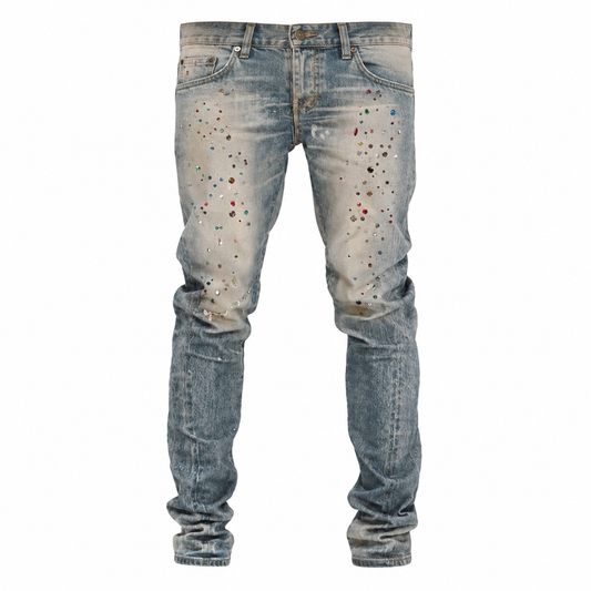 Purple Jewel Print Light Indigo Jean