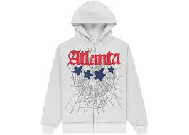 Sp5der Worldwide Atlanta heather grey zip-up hoodie