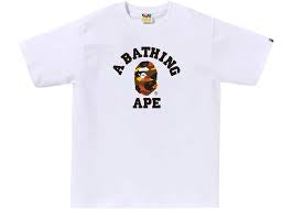 Bape White College Camo Mustard Tee