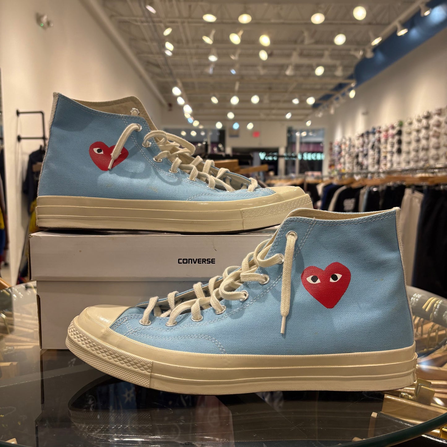Comme des Garcons Play X Converse Chuck 70 High Bright Blue pre-owned with box