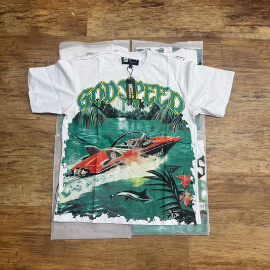 Godspeed speedboat white tee