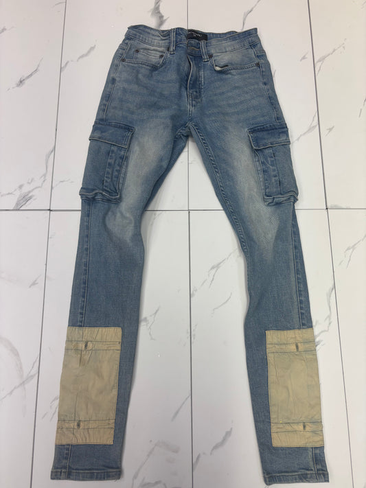 Serenede Light Wash Distressed Denim Cargo Jean Preowned
