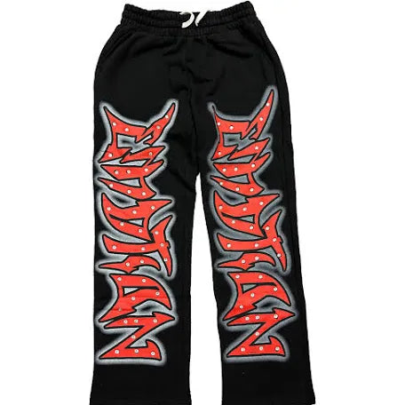 Mixed Emotion #4 Black “Graffiti” Rhinestone Sweatpants