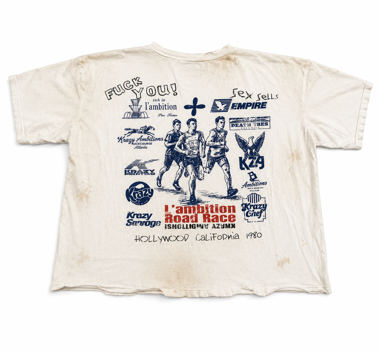 KRAZY Paly Hollywood Bad Luck Cream Tee