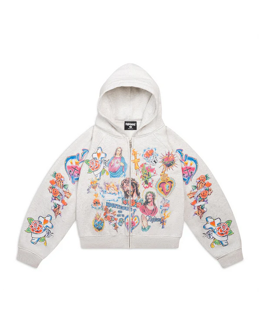 We Are Righteous Grey Zip Up Hoodie