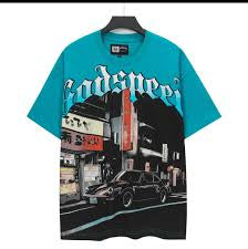 Godspeed Teal Skeleton Gas Station Tee
