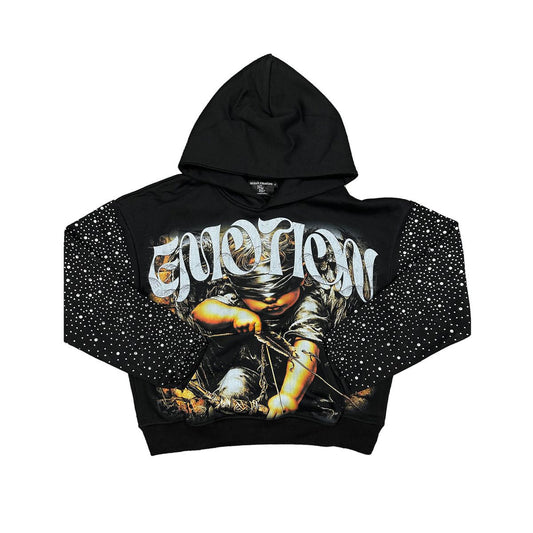 MIXED EMOTIONS ARCHER RHINESTONE BLACK HOODIE