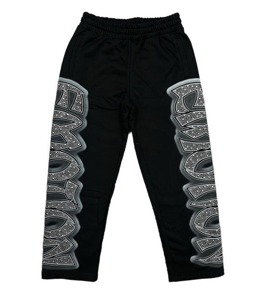 MIXED EMOTIONS MIDNIGHT RHINESTONE SWEATPANTS BLACK