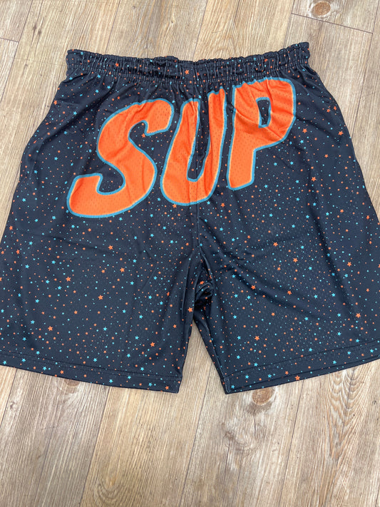 SUP blue and orange stars shorts