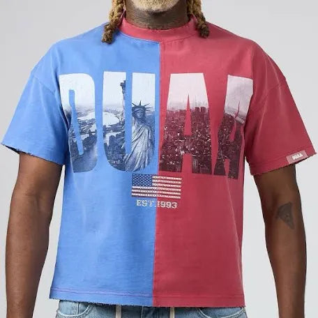 Duaa Red Blue Block Tee