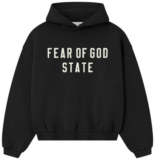 Essentials Fear of God Kids 90's Fit Fleece 'Jet Black' Hoodie