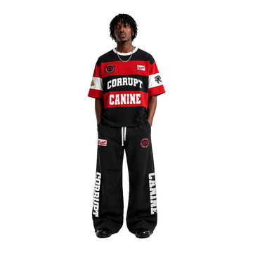 Corrupt Cainine Striped Black Red Tee