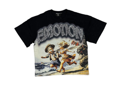 Mixed emotion seaside black tee